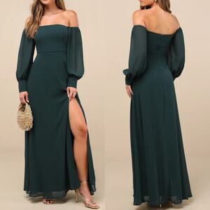 Lulus Feel the Romance Square Neck Maxi Dress Emerald Green Plus Size 1X